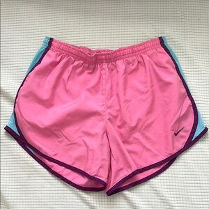 Nike Pink and Blue Athletic Shorts Lightweight Elastic Waist